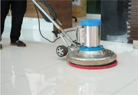 Professionally polished commercial floor in a bright Scottish business premises