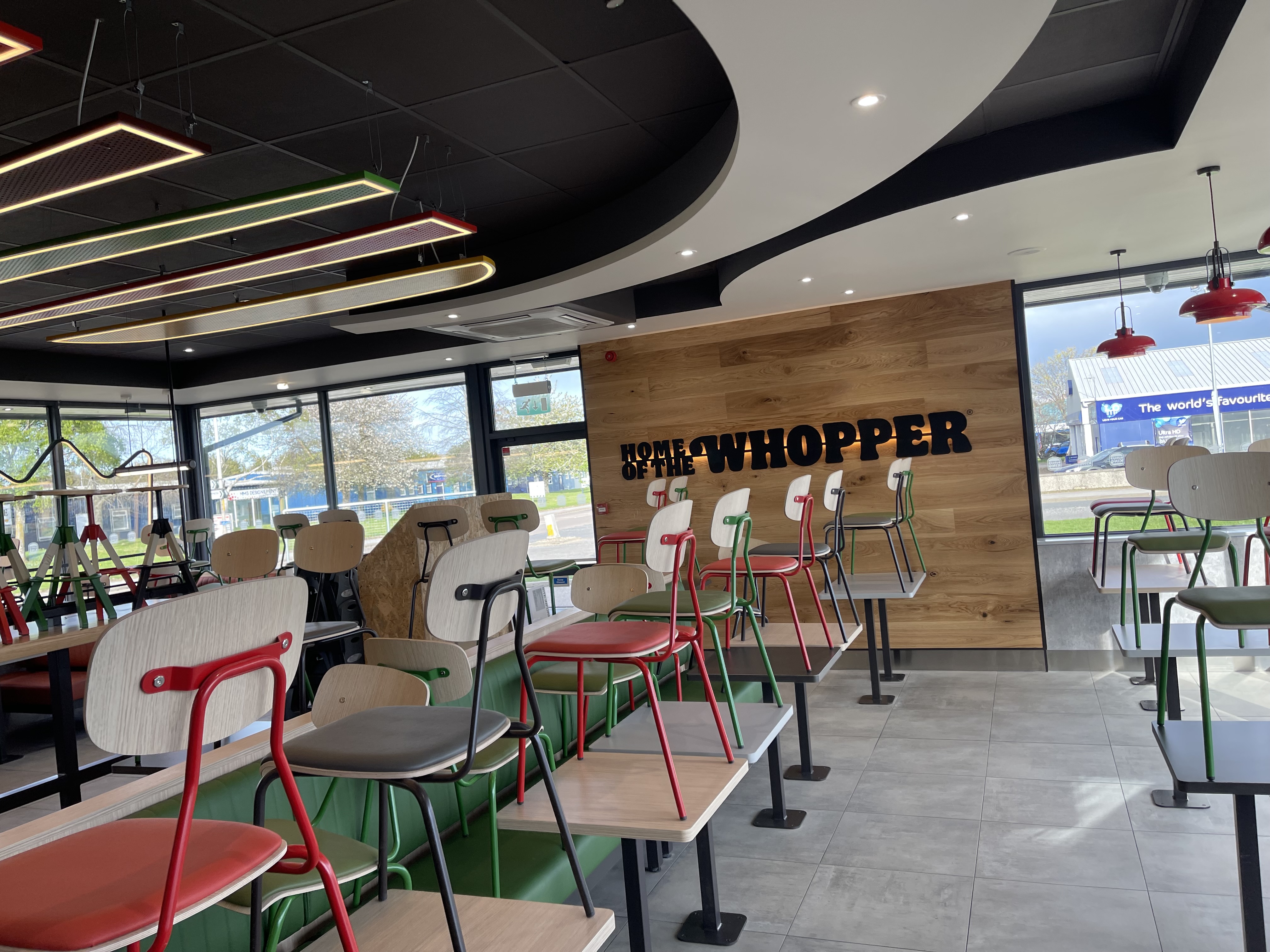 Restaurant dining area prepared during a handover clean