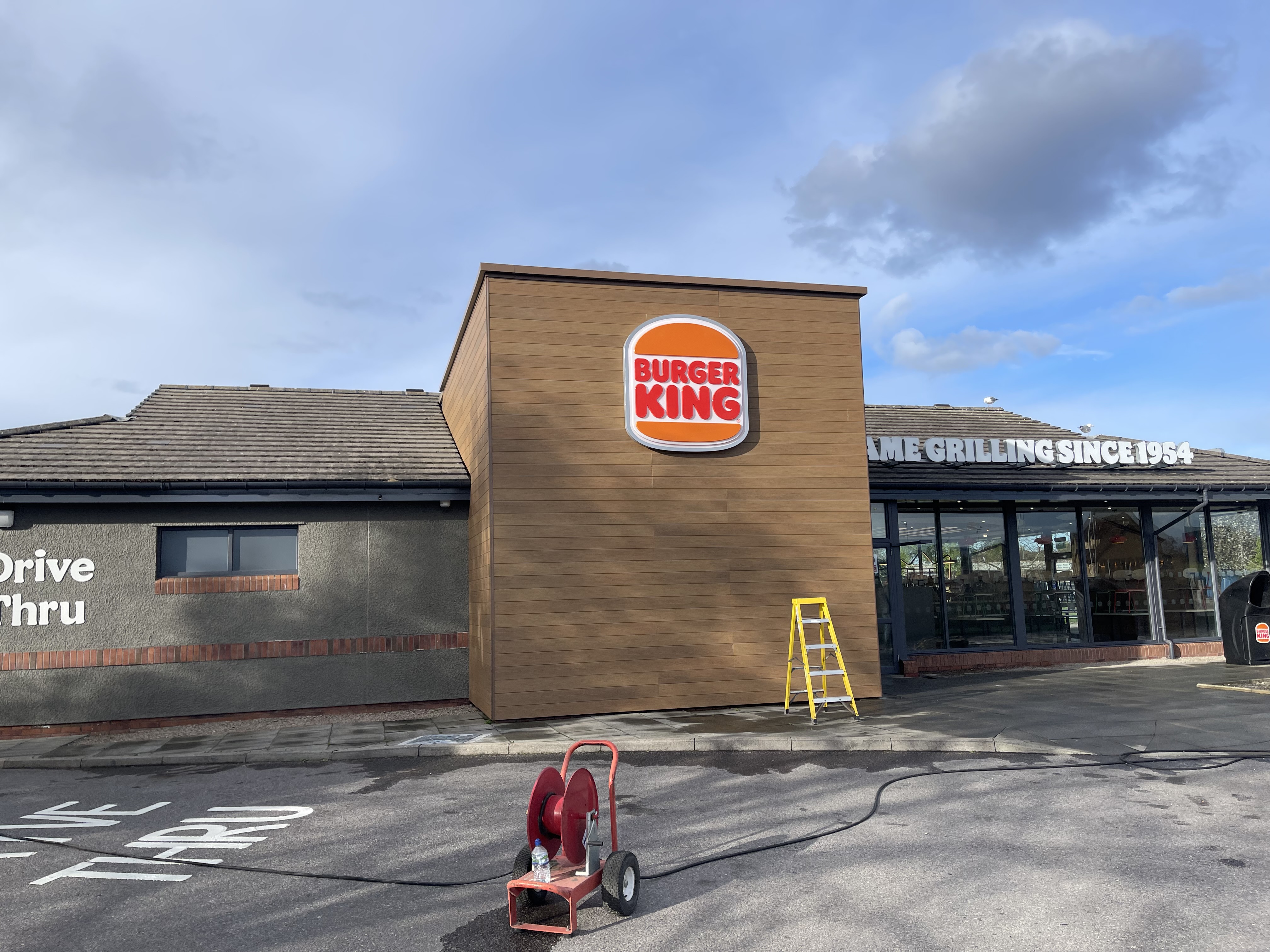 Restaurant frontage during external handover cleaning