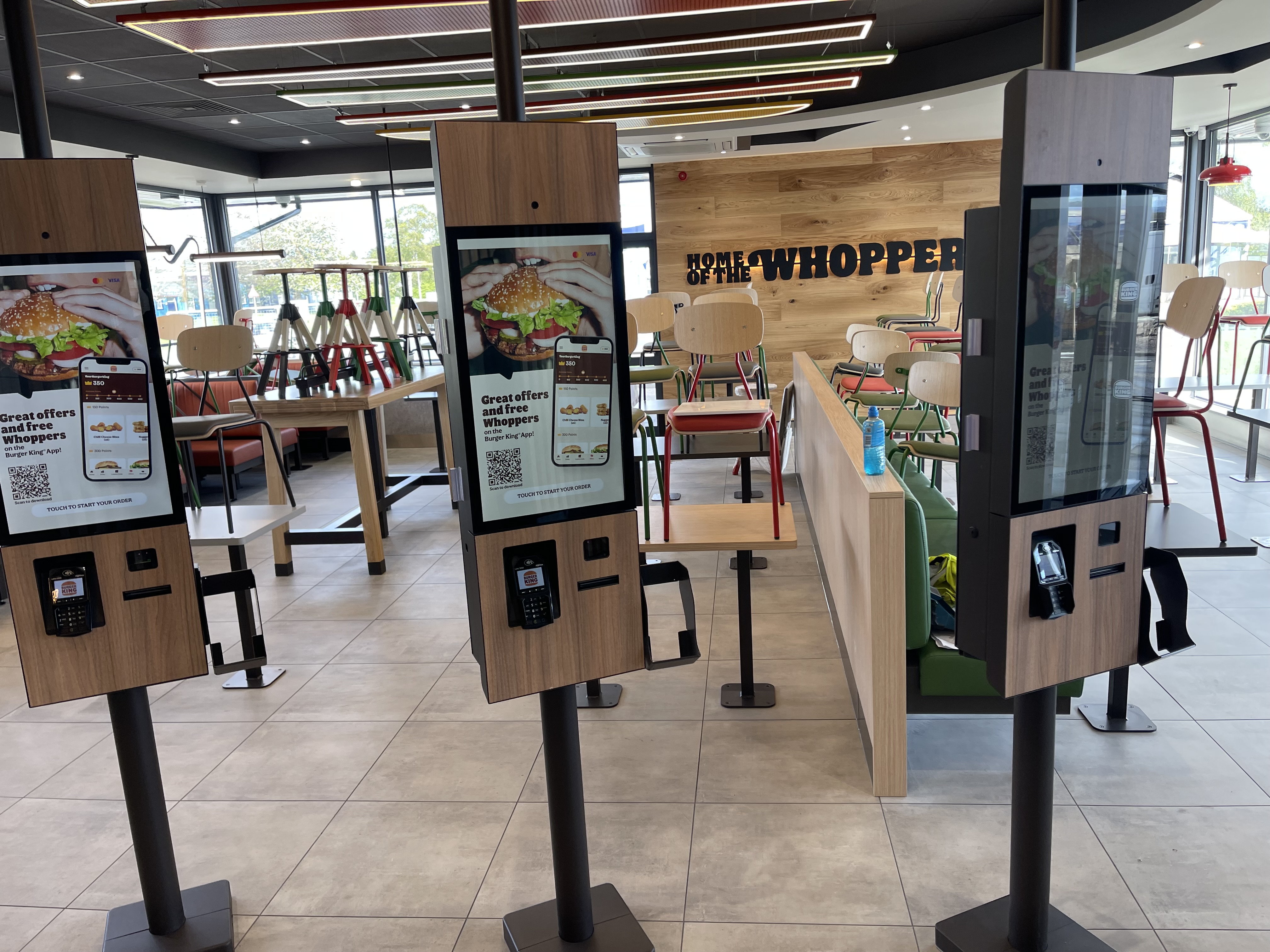 Clean restaurant ordering area and tiled floor