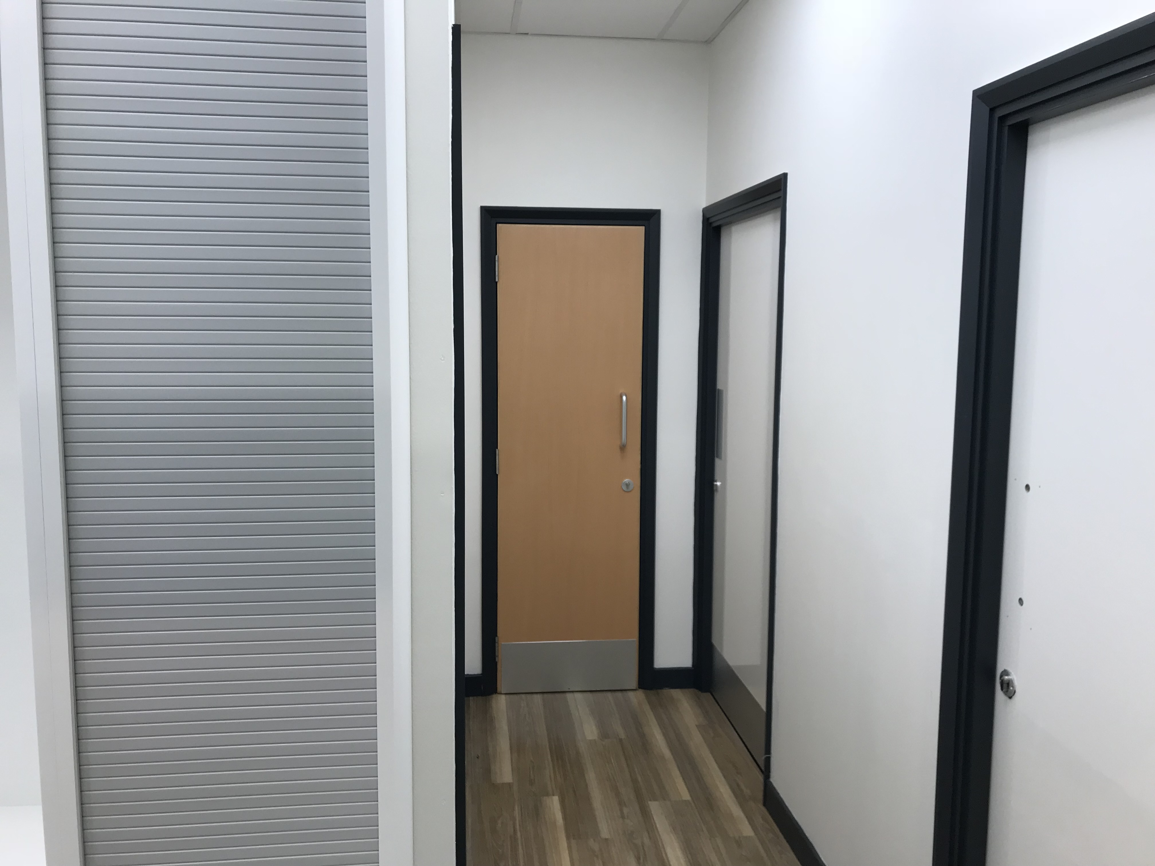 Clean retail back-of-house corridor