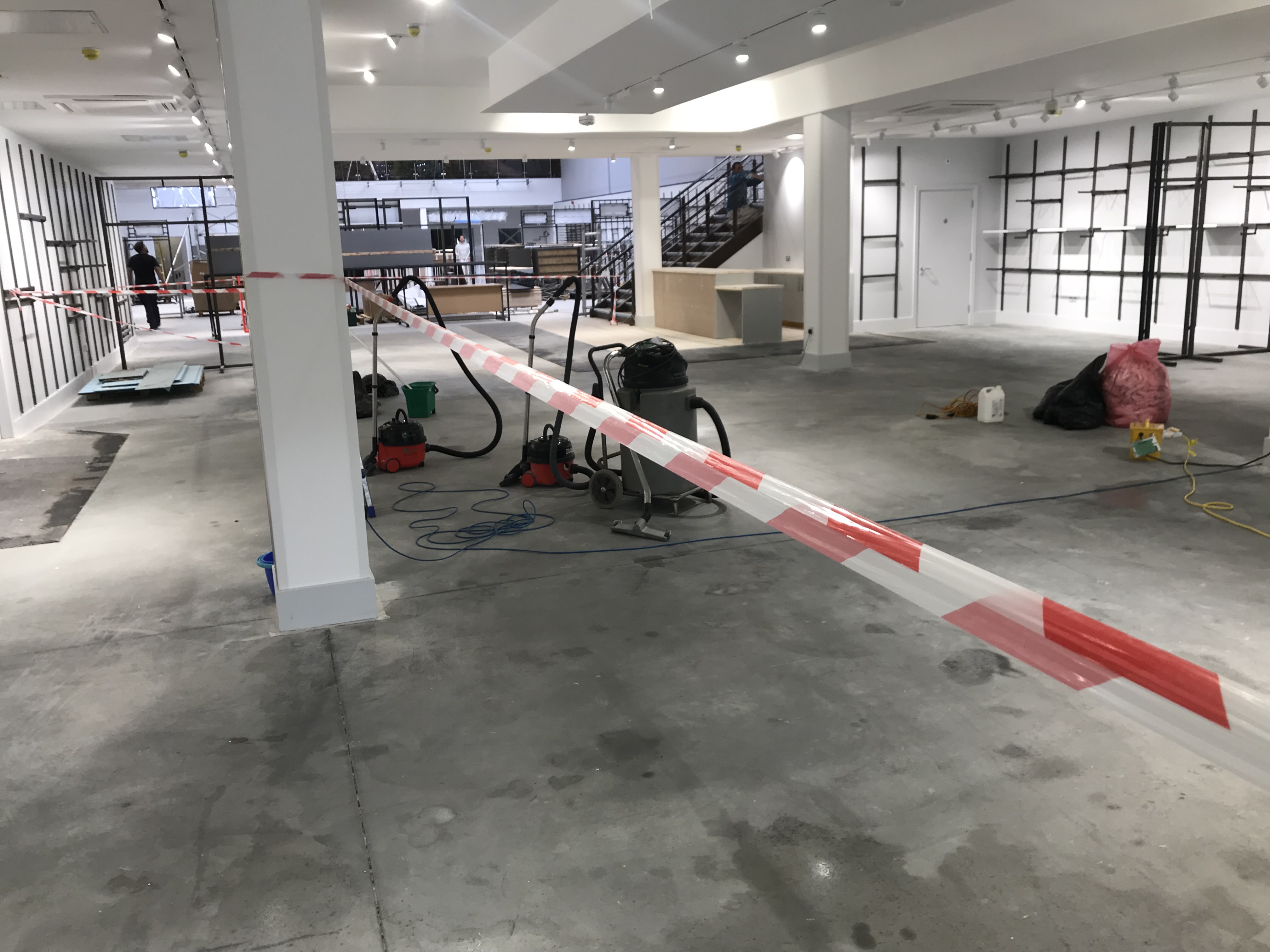 Retail premises during a builders and sparkle clean