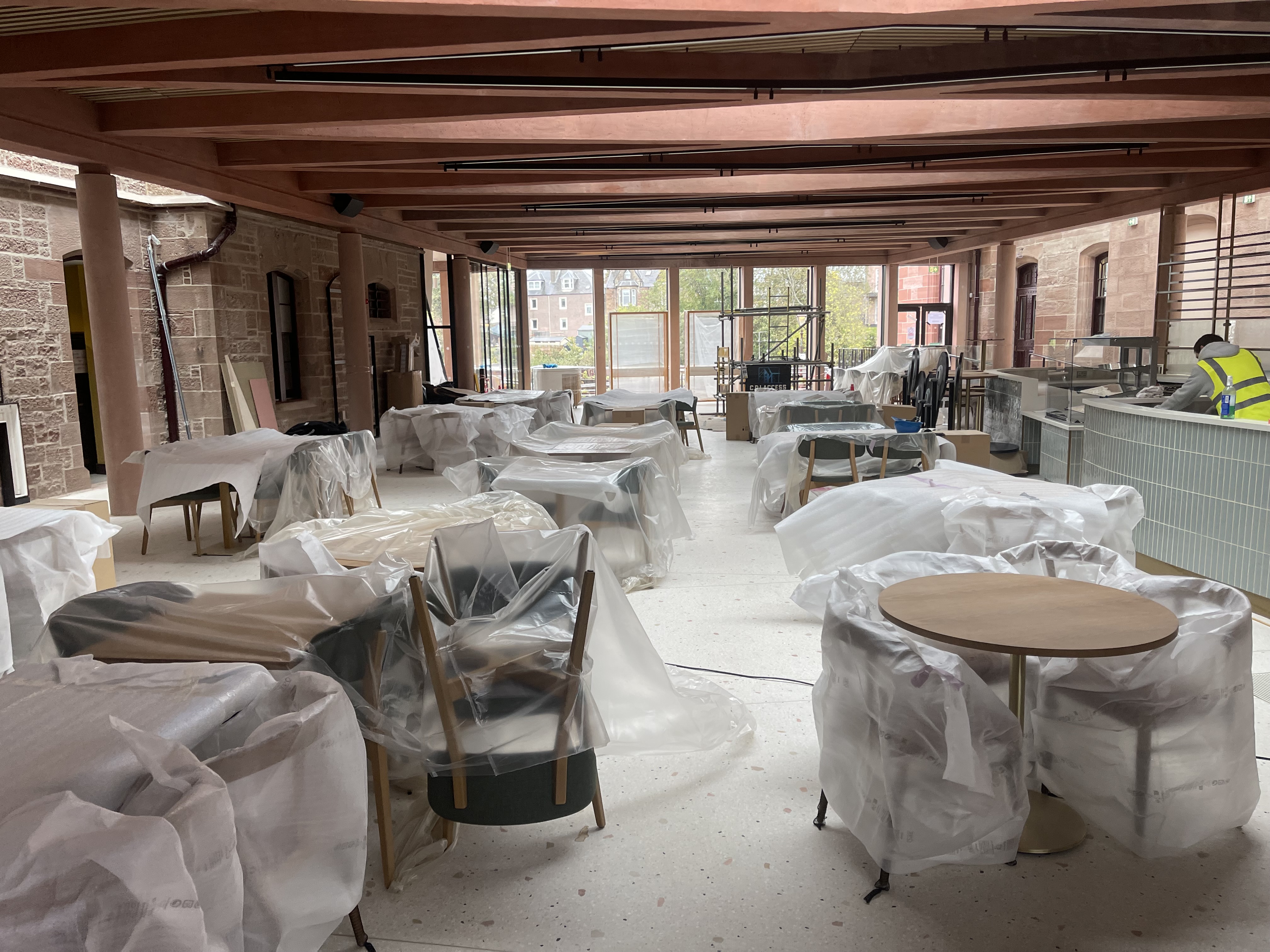 Hospitality space protected during visitor venue fit-out work